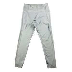 Danskin‎ Leggings Women L Gray High Rise Brushed Scalloped Hem Athletic Yoga